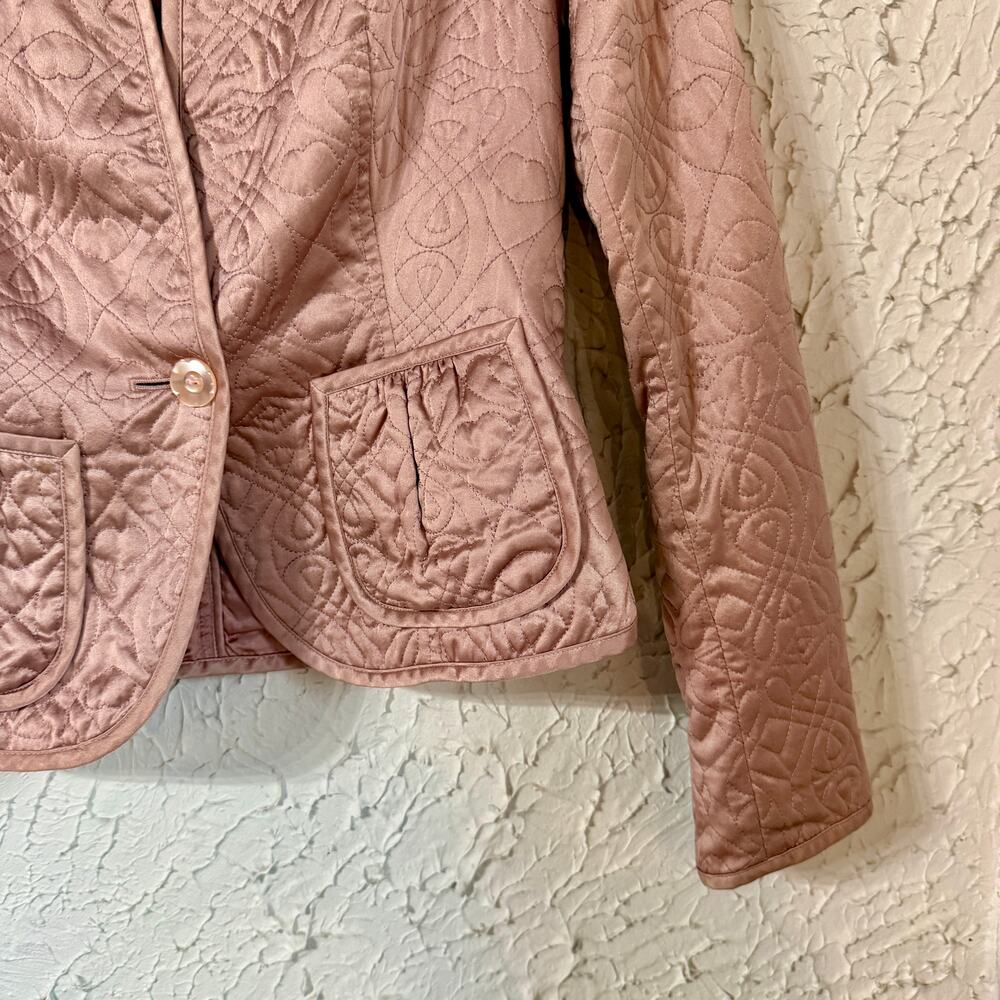 Banana Republic Silk Quilted Jacket Womens Small Blush Pink Lightweight Blazer - Picture 3 of 9